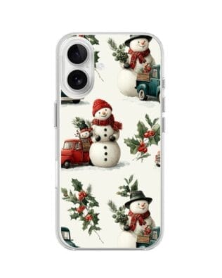 Etui do iPhone 16 Plus przeźroczyste, silikonowe Flexi, Przytulne święta, Zimowe miasteczko