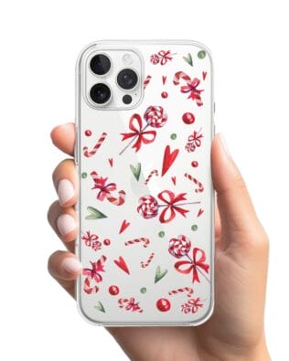 Etui do iPhone 12 Pro przeźroczyste, silikonowe Flexi, Cukierki świąteczne