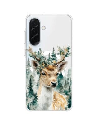 Etui do Samsung Galaxy A36 5G z MagSafe przeźroczyste, silikonowe Flexi, Przytulne święta, Leśny jelonek