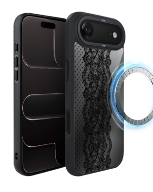 Etui do iPhone Air IBIZU DropGuard Matt z MagSafe, Midnight, Ornamentowa koronka