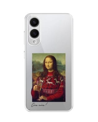 Etui do Samsung Galaxy S25 Edge przeźroczyste, silikonowe Flexi, Mona Lisa z szampanem