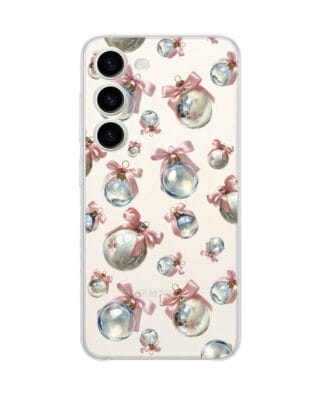 Etui do Samsung Galaxy S23 przeźroczyste, silikonowe Flexi, Przytulne święta, Pastelowe bombki