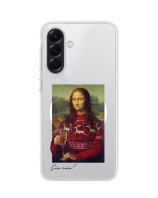 Etui do Samsung Galaxy A56 5G z MagSafe przeźroczyste, silikonowe Flexi, Mona Lisa z szampanem