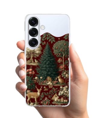 Etui do Samsung Galaxy S25 Plus z MagSafe przeźroczyste, silikonowe Flexi, Zimowa magia, świąteczny las