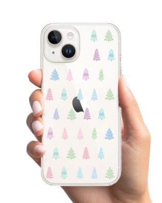 Etui do iPhone 13 Mini przeźroczyste, silikonowe Flexi, Pastelowe choinki