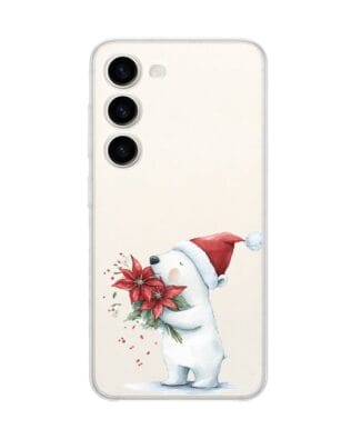 Etui do Samsung Galaxy S23 FE 5G przeźroczyste, silikonowe Flexi, Przytulne święta, Miś świąteczny