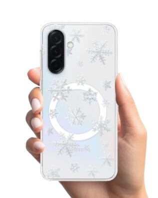 Etui do Samsung Galaxy A36 5G z MagSafe przeźroczyste, silikonowe Flexi, Zimowa magia, Delikatne płatki śniegu
