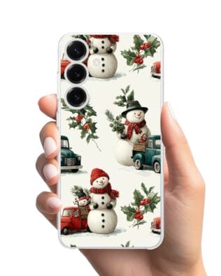 Etui do Samsung Galaxy S25 Plus przeźroczyste, silikonowe Flexi, Przytulne święta, Zimowe miasteczko