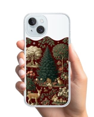 Etui do iPhone 15 przeźroczyste, silikonowe Flexi, Zimowa magia, świąteczny las