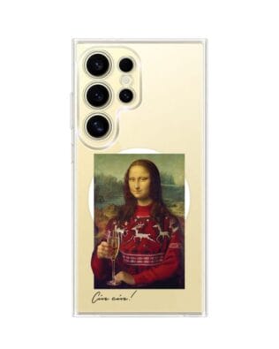 Etui do Samsung Galaxy S24 Ultra z MagSafe przeźroczyste, silikonowe Flexi, Mona Lisa z szampanem