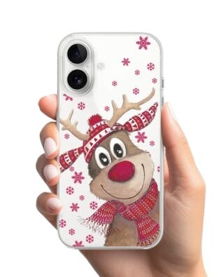 Etui do iPhone 16 Plus przeźroczyste, silikonowe Flexi, Renifer