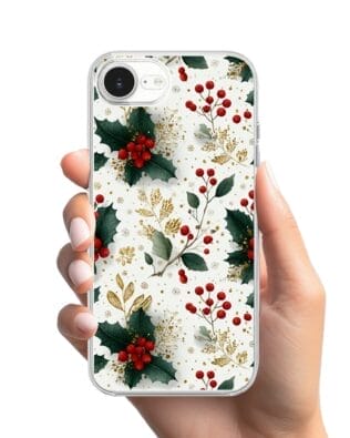 Etui do iPhone 16e przeźroczyste, silikonowe Flexi, Przytulne święta, Ozdoby świąteczne