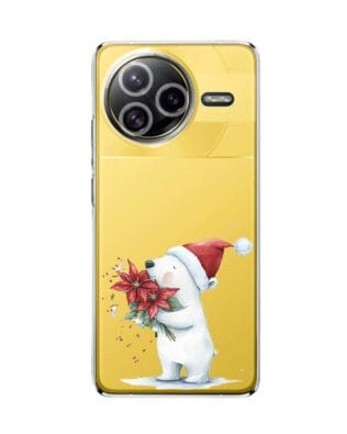 Etui do Xiaomi POCO F7 Ultra przeźroczyste, silikonowe Flexi, Przytulne święta, Miś świąteczny