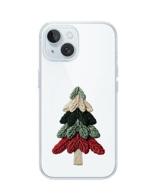 Etui do iPhone 15 przeźroczyste, silikonowe Flexi, Przytulne święta, Dziana choinka