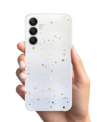 Etui do Samsung Galaxy A25 5G przeźroczyste, silikonowe Flexi, Zimowa magia, Złote gwiazdki