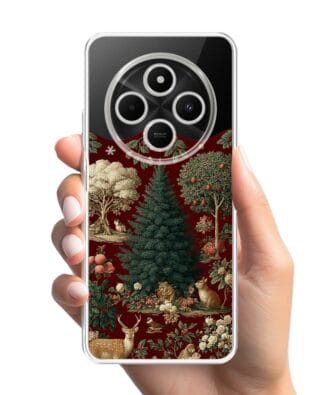 Etui do Xiaomi POCO C75 przeźroczyste, silikonowe Flexi, Zimowa magia, świąteczny las