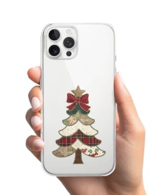 Etui do iPhone 12 Pro Max przeźroczyste, silikonowe Flexi, Przytulne święta, Kraciasta choinka