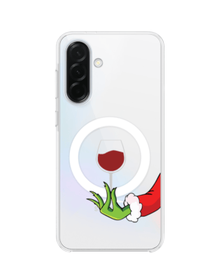 Etui do Samsung Galaxy A36 5G z MagSafe przeźroczyste, silikonowe Flexi, Zielony psotnik z lampką wina