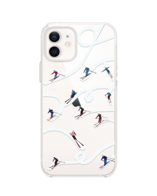 Etui do iPhone 12 przeźroczyste, silikonowe Flexi, Zimowa magia, Narciarskie wiraże