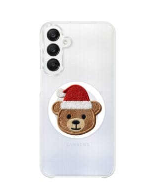 Etui do Samsung Galaxy A25 5G z MagSafe przeźroczyste, silikonowe Flexi, Przytulne święta, Miś mikołajek