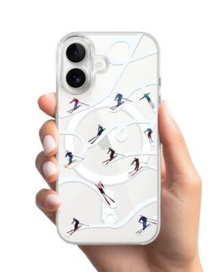 Etui do iPhone 16 z MagSafe przeźroczyste, silikonowe Flexi, Zimowa magia, Narciarskie wiraże