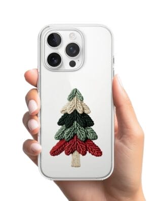 Etui do iPhone 14 Pro Max przeźroczyste, silikonowe Flexi, Przytulne święta, Dziana choinka