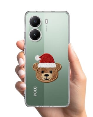 Etui do Xiaomi POCO X7 Pro przeźroczyste, silikonowe Flexi, Przytulne święta, Miś mikołajek