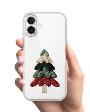 Etui do iPhone 17 przeźroczyste, silikonowe Flexi, Przytulne święta, Dziana choinka