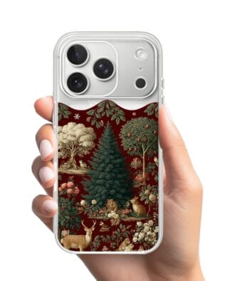 Etui do iPhone 17 Pro przeźroczyste, silikonowe Flexi, Zimowa magia, świąteczny las