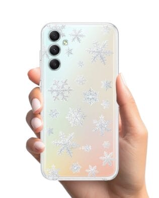 Etui do Samsung Galaxy A34 5G przeźroczyste, silikonowe Flexi, Zimowa magia, Delikatne płatki śniegu