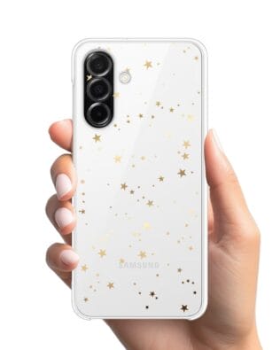 Etui do Samsung Galaxy A26 5G przeźroczyste, silikonowe Flexi, Zimowa magia, Złote gwiazdki