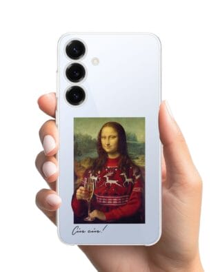 Etui do Samsung Galaxy S25 przeźroczyste, silikonowe Flexi, Mona Lisa z szampanem