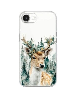 Etui do iPhone 16e przeźroczyste, silikonowe Flexi, Przytulne święta, Leśny jelonek