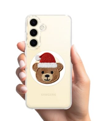 Etui do Samsung Galaxy S24 Plus z MagSafe przeźroczyste, silikonowe Flexi, Przytulne święta, Miś mikołajek