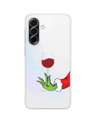 Etui do Samsung Galaxy A36 5G przeźroczyste, silikonowe Flexi, Zielony psotnik z lampką wina