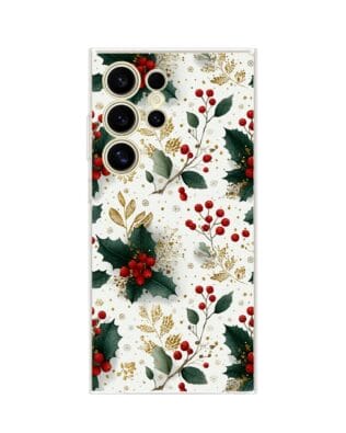 Etui do Samsung Galaxy S24 Ultra przeźroczyste, silikonowe Flexi, Przytulne święta, Ozdoby świąteczne