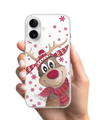 Etui do iPhone 16 przeźroczyste, silikonowe Flexi, Renifer