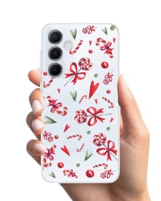Etui do Samsung Galaxy A35 5G przeźroczyste, silikonowe Flexi, Cukierki świąteczne