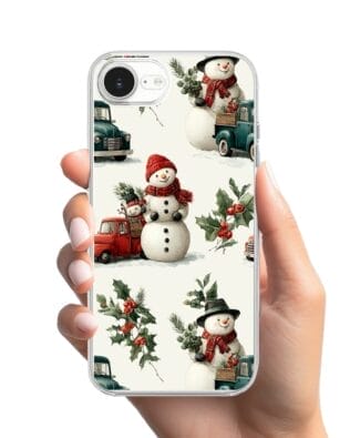 Etui do iPhone 16e przeźroczyste, silikonowe Flexi, Przytulne święta, Zimowe miasteczko