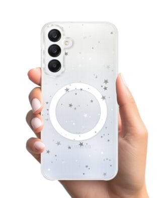 Etui do Samsung Galaxy A25 5G z MagSafe przeźroczyste, silikonowe Flexi, Zimowa magia, Szampańskie gwiazdki
