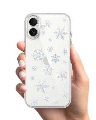Etui do iPhone 17 przeźroczyste, silikonowe Flexi, Zimowa magia, Delikatne płatki śniegu