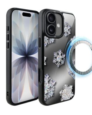 Etui do iPhone 17 IBIZU DropGuard Matt z MagSafe, Zimowa magia, Królewskie płatki śniegu