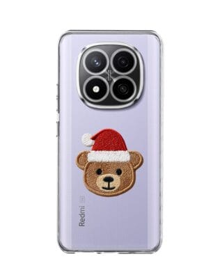 Etui do Xiaomi Redmi Note 14 Pro 4G przeźroczyste, silikonowe Flexi, Przytulne święta, Miś mikołajek