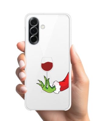 Etui do Samsung Galaxy A26 5G przeźroczyste, silikonowe Flexi, Zielony psotnik z lampką wina