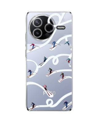 Etui do Xiaomi POCO F7 Pro przeźroczyste, silikonowe Flexi, Zimowa magia, Narciarskie wiraże