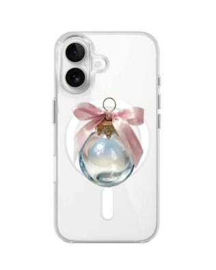 Etui do iPhone 16 Plus z MagSafe przeźroczyste, silikonowe Flexi, Przytulne święta, Kryształowa bombka