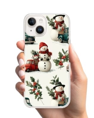 Etui do iPhone 14 Plus z MagSafe przeźroczyste, silikonowe Flexi, Przytulne święta, Zimowe miasteczko