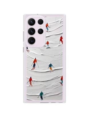 Etui do Samsung Galaxy S23 Ultra z MagSafe przeźroczyste, silikonowe Flexi, Zimowa magia, Narciarski obraz