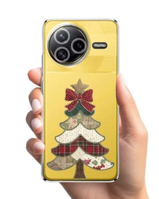 Etui do Xiaomi POCO F7 Ultra przeźroczyste, silikonowe Flexi, Przytulne święta, Kraciasta choinka