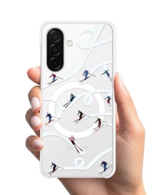 Etui do Samsung Galaxy A26 5G z MagSafe przeźroczyste, silikonowe Flexi, Zimowa magia, Narciarskie wiraże